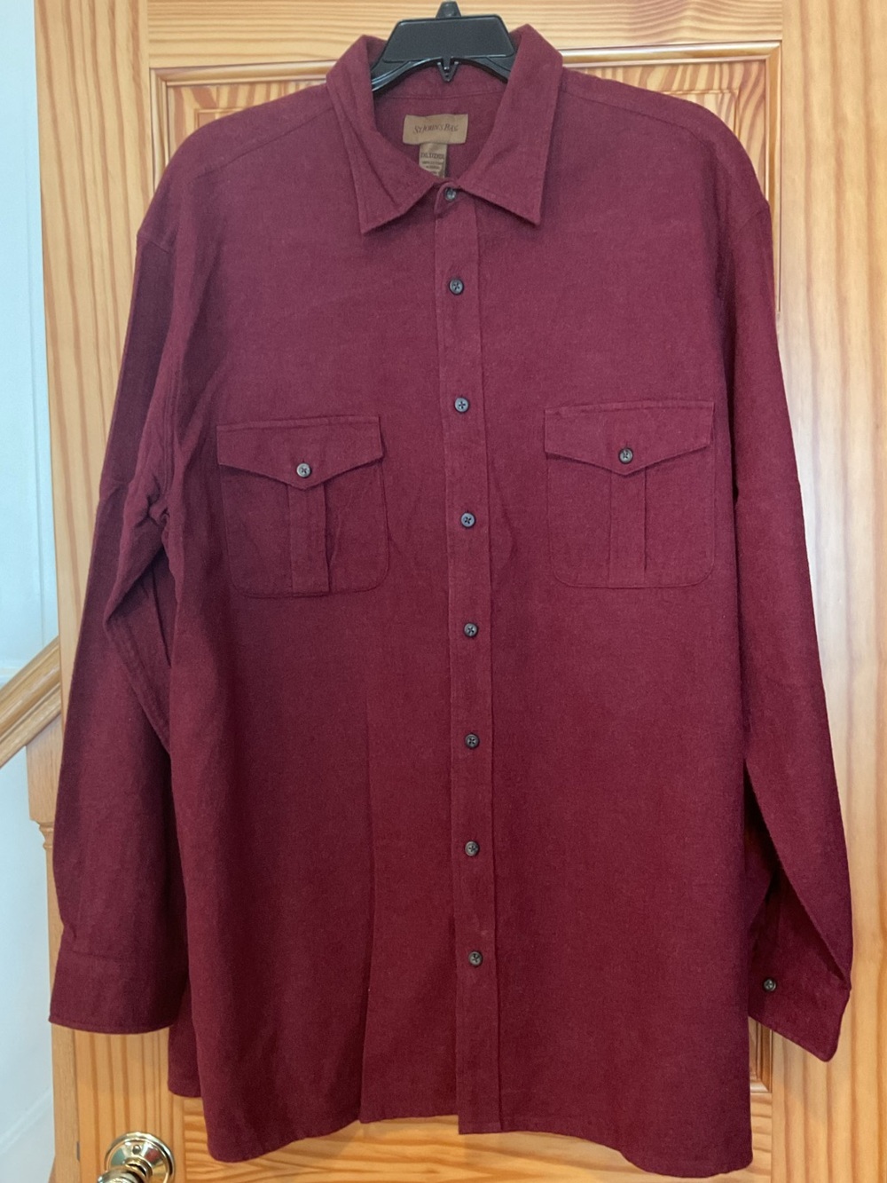VINTAGE ST. JOHN’S BAY CHAMOIS FLANNEL SHIRT MENS SZ 2XLT MAROON HEAVY COTTON